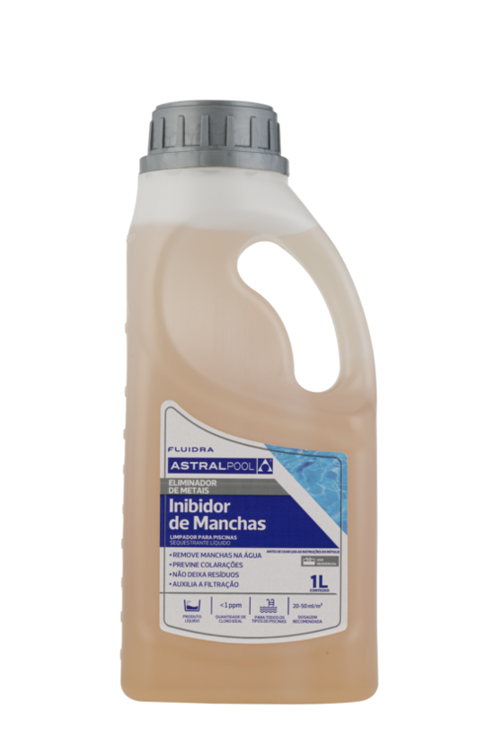Eliminador de metais Astralpool, tratamento de piscina, água cristalina, anti-manchas, ferro, cobre, manganês, Irmãos Dreon